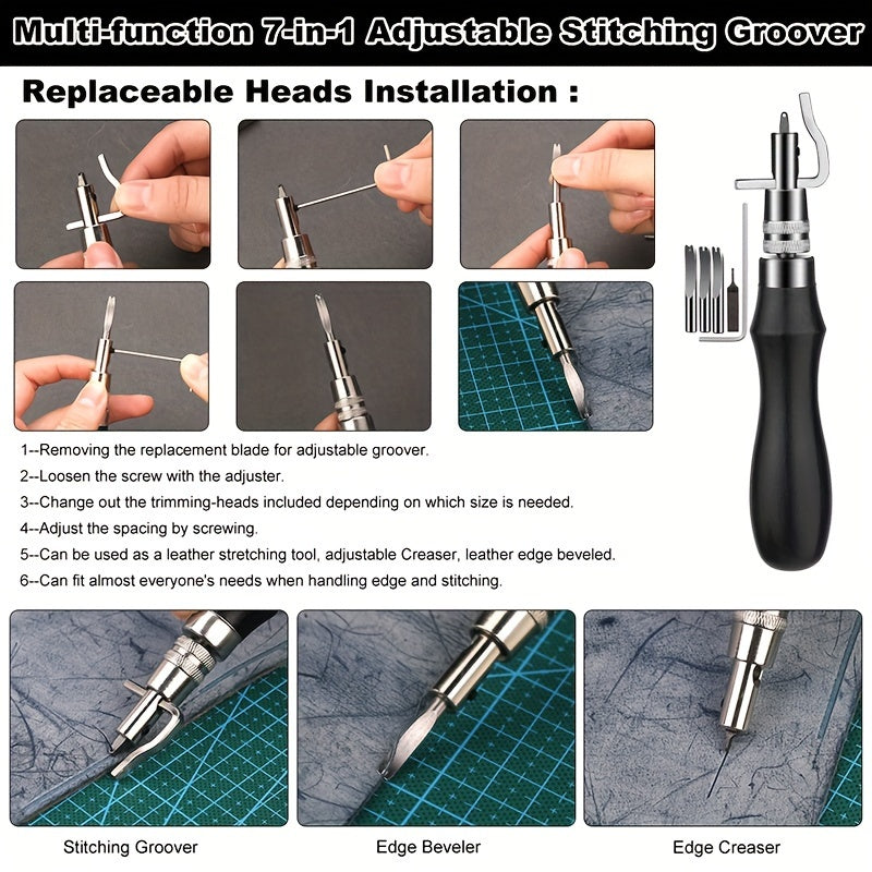 WUTUREE Leather Tools Kit with Leather Strap Hole Punch and Engraving Tool for Cutting and Punching Professional Handmade Craft Accessories Set