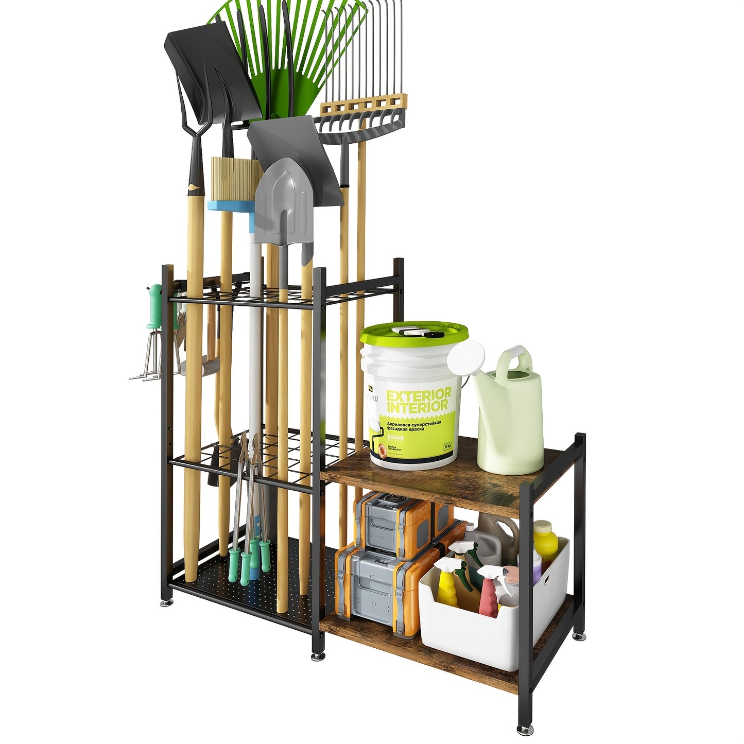 Heavy-Duty Metal Garden Tool Organizer for Long Handles