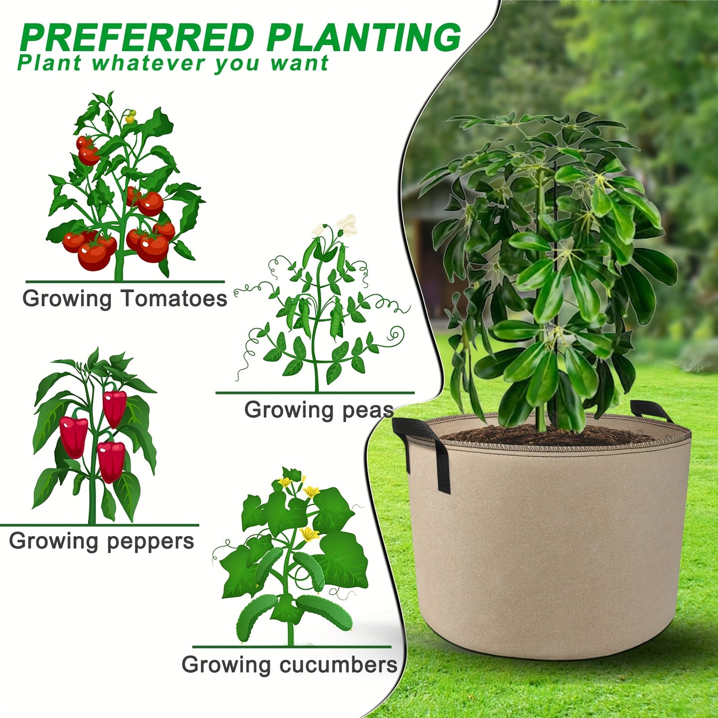 Thickened Non Woven Grow Bags With Scissors For Indoor Outdoor Use