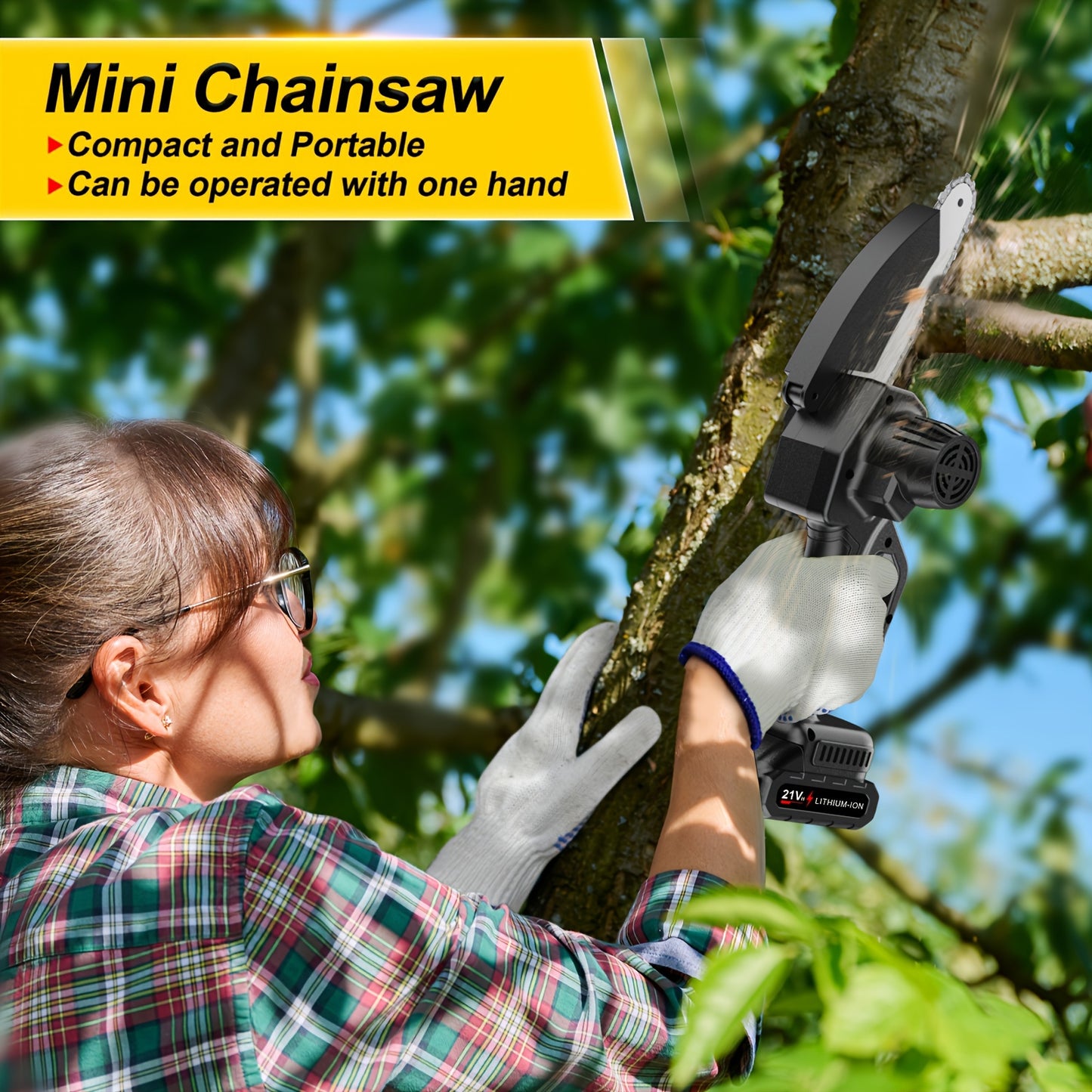 Mini Cordless Chainsaw 6 Inch Handheld Electric Pruner