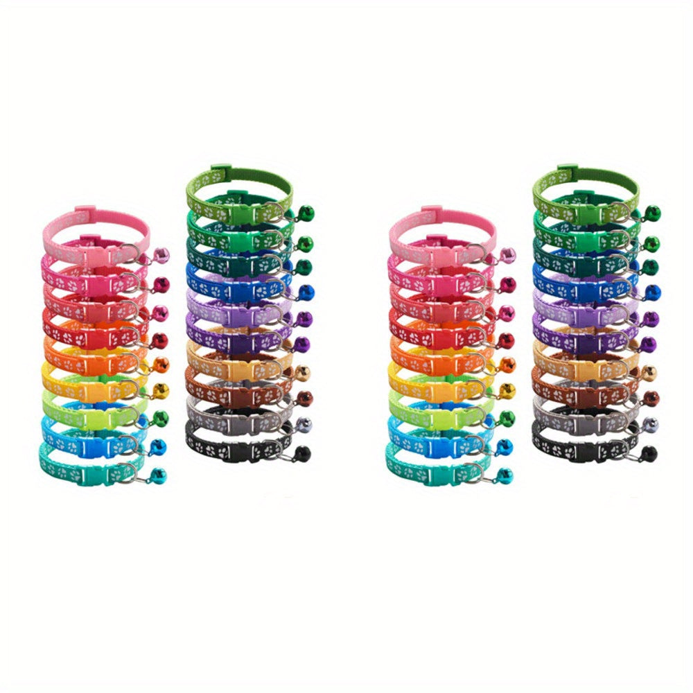 38pcs Adjustable Pet Collar Set with Reflective Paw Prints