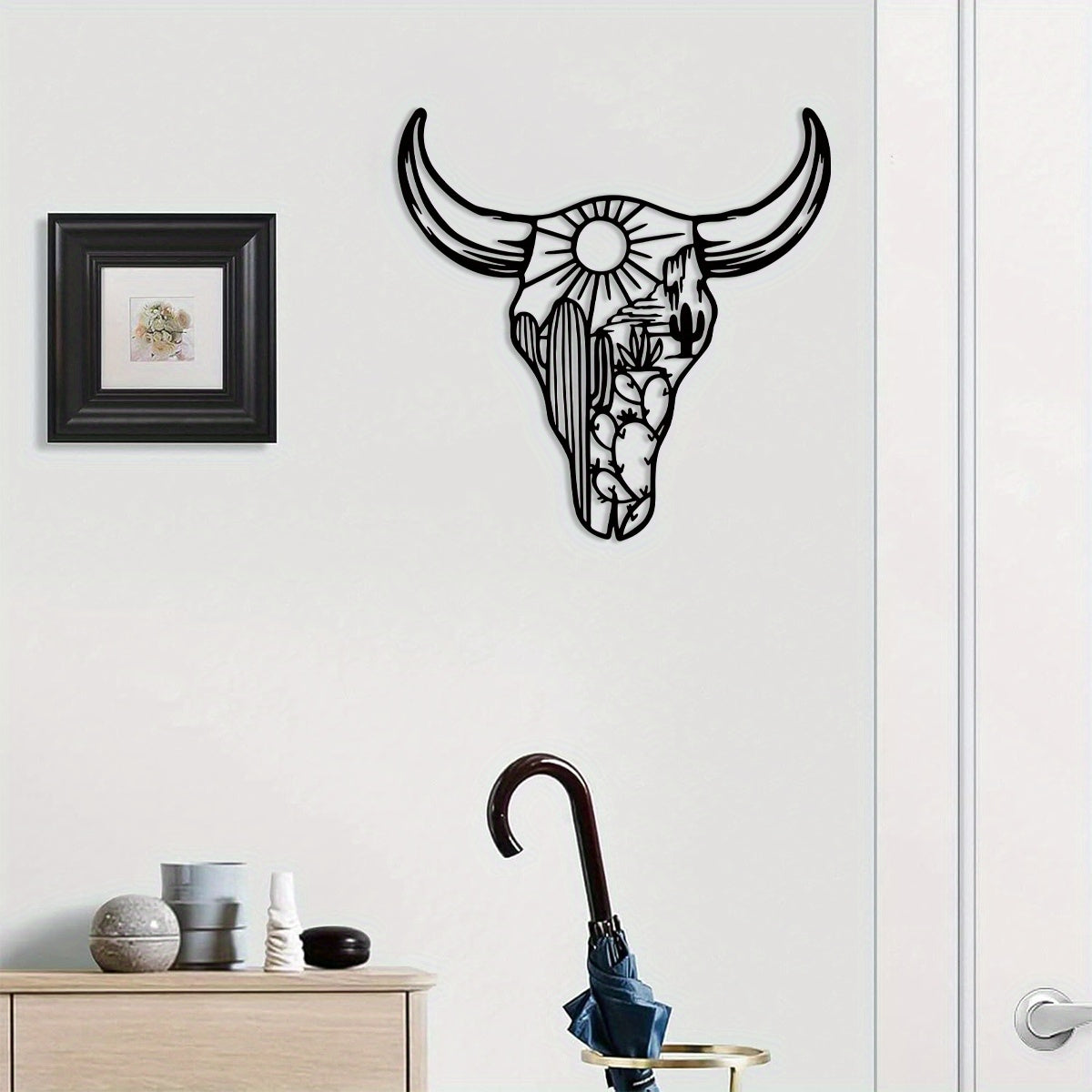 Metal Western Cow Skull Wall Art Decor for Rustic Home