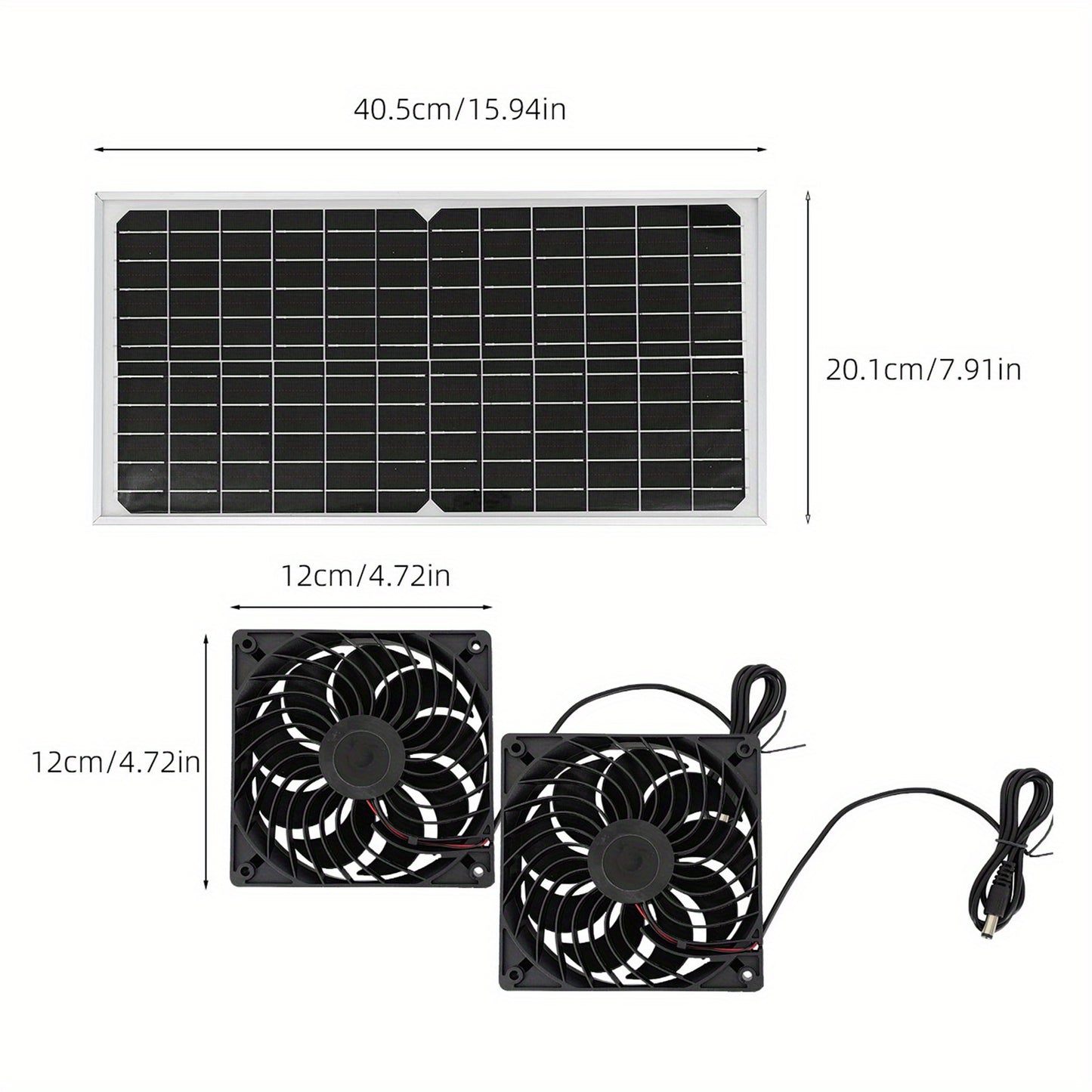Solar Exhaust Fan Kit with 16W Panel for Greenhouse and Shed