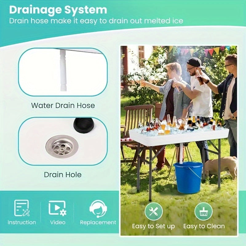 4 Foot Portable Folding Ice Cooler Table for Outdoor Events