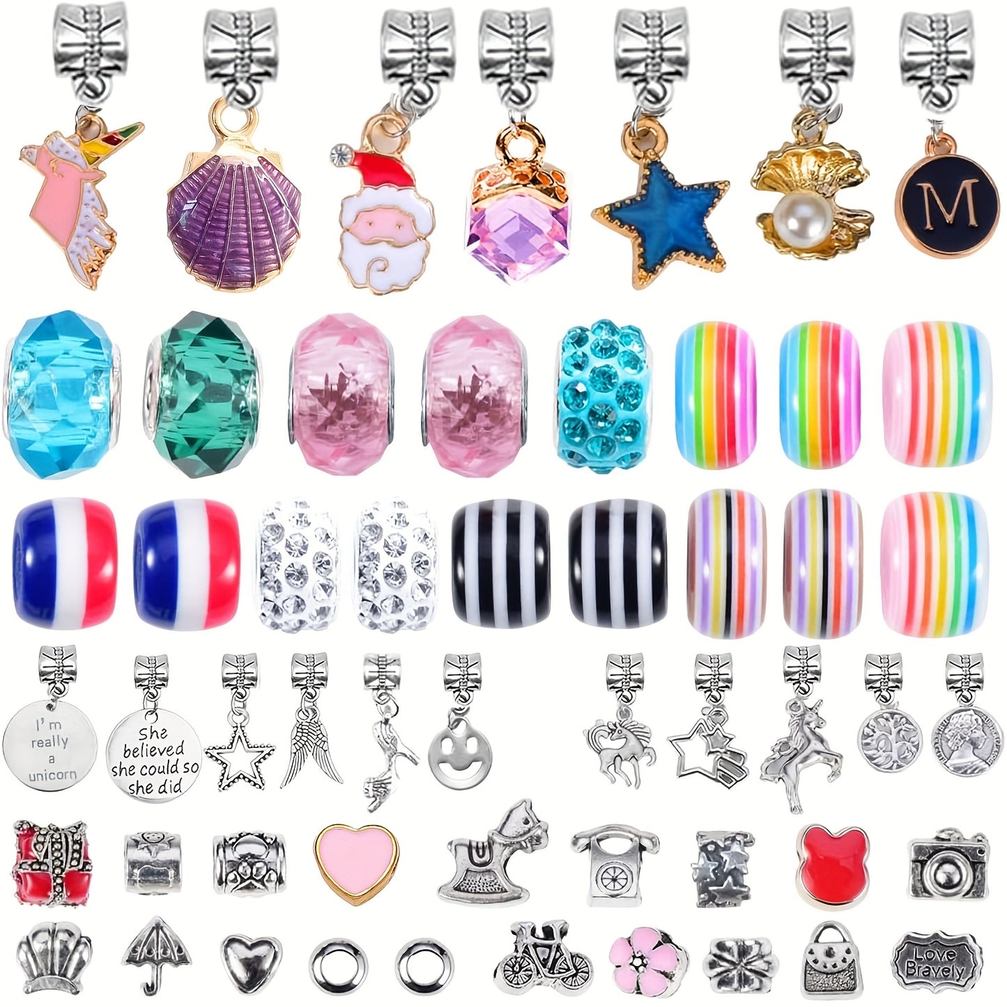 60pcs Unicorn Charm Bracelet Making Kit for Creative Fun