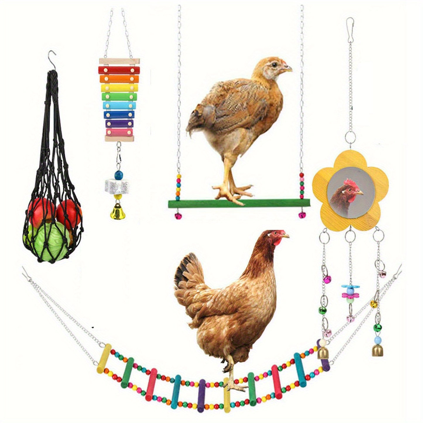 Chicken Toys For Coops With Glockenspiel And Mirror