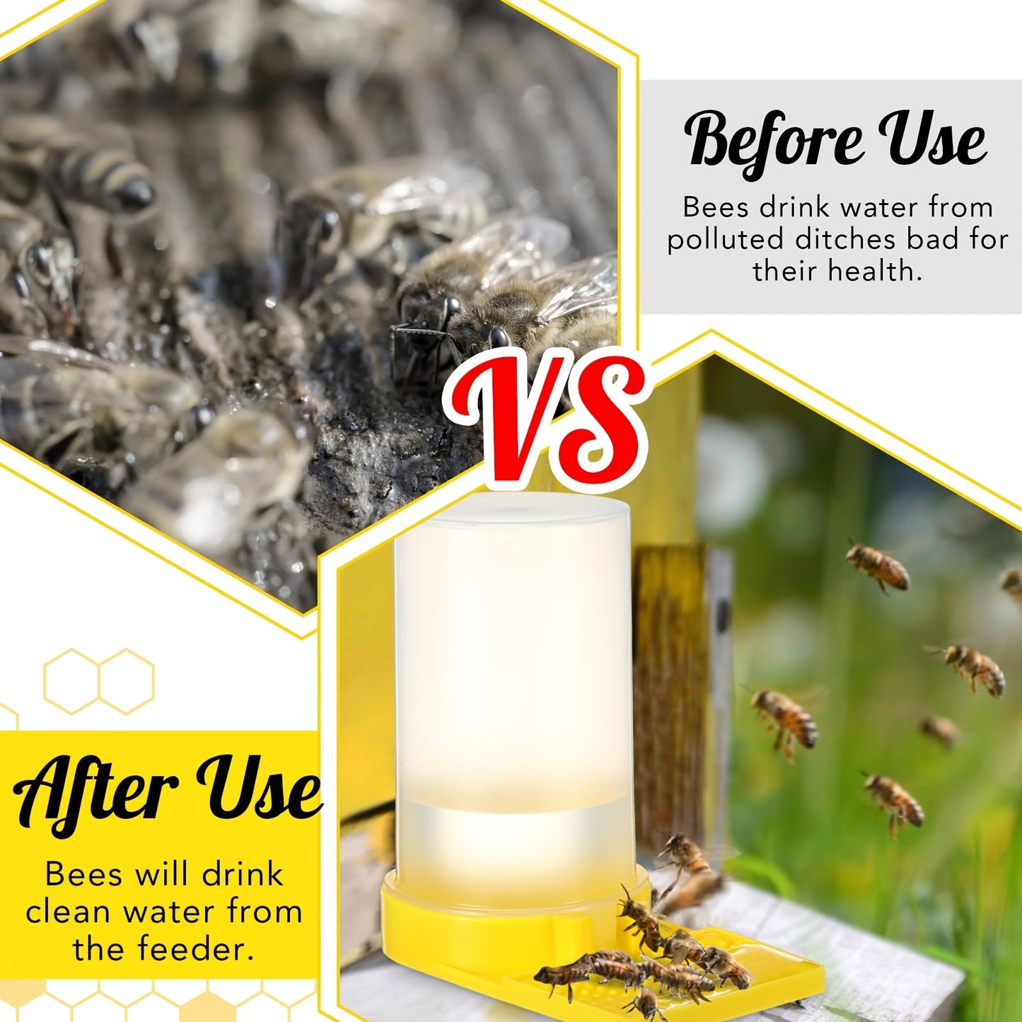 3 Pack Yellow Bee Water Feeder with Ant Proof Hexagonal Base