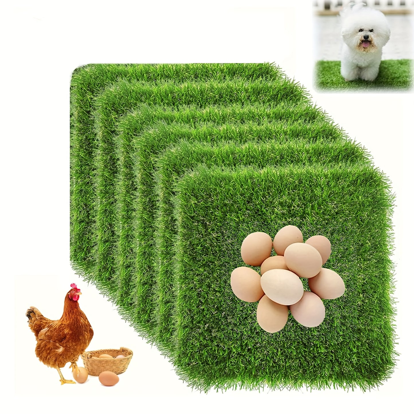 Chicken Nesting Box Pads Set with Washable Artificial Grass
