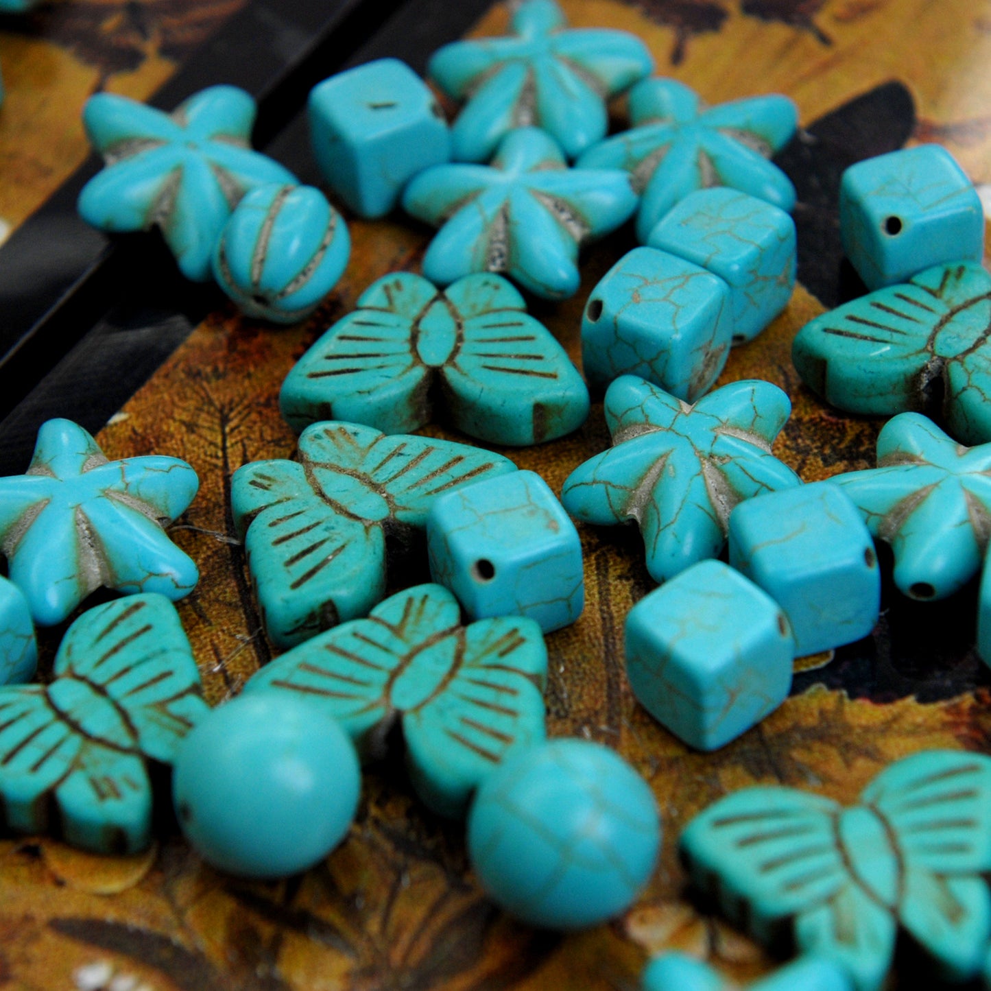 Bulk Blue Synthetic Turquoise Cross Beads for Jewelry Making