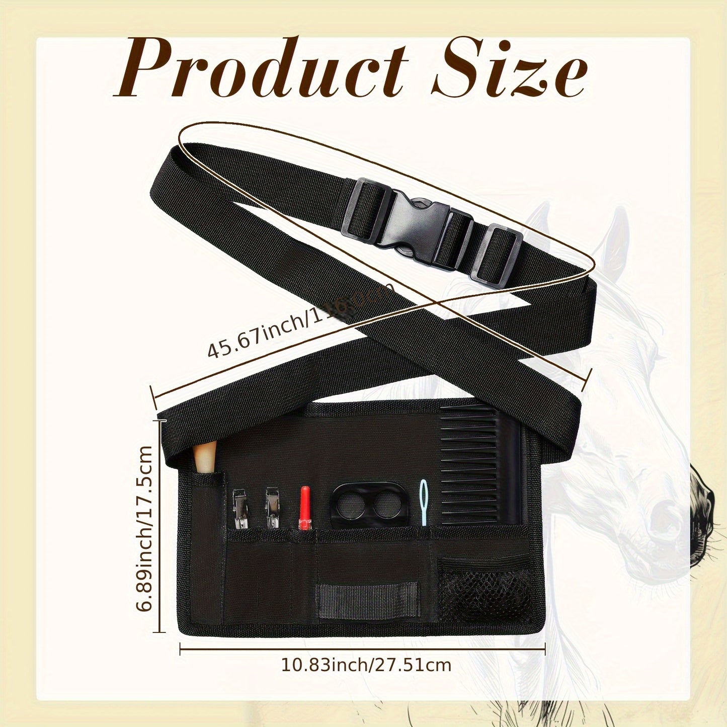 9 Piece Horse Braiding Kit with Belt and Accessories for Mane