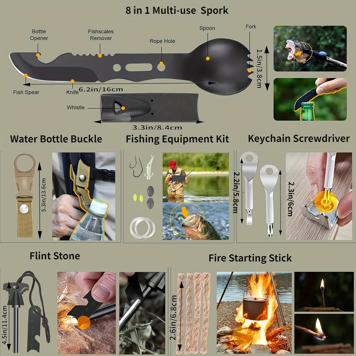 Emergency Survival Kit with Gear Tools and Survival Bracelet