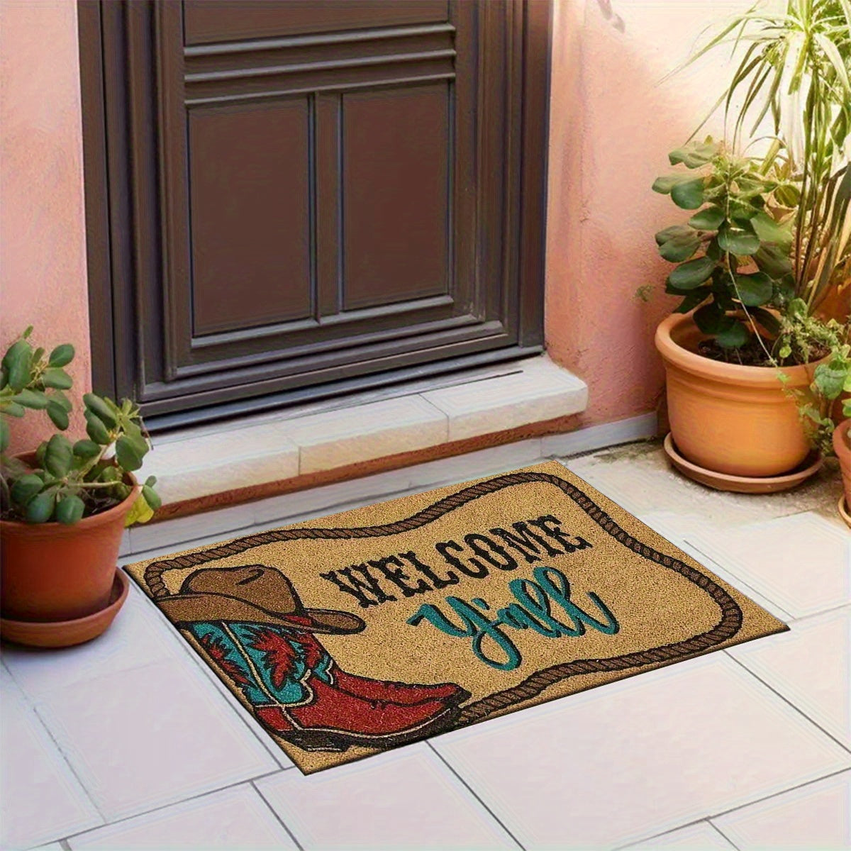 Welcome to Cowboy Boots Non-Slip Flannel Floor Mat