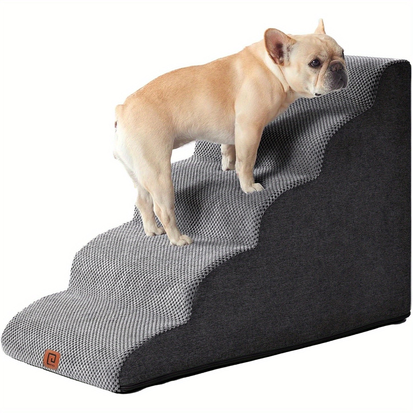 Curved 4-Step Dog Stairs Ramp for High Beds with Non-Slip Steps