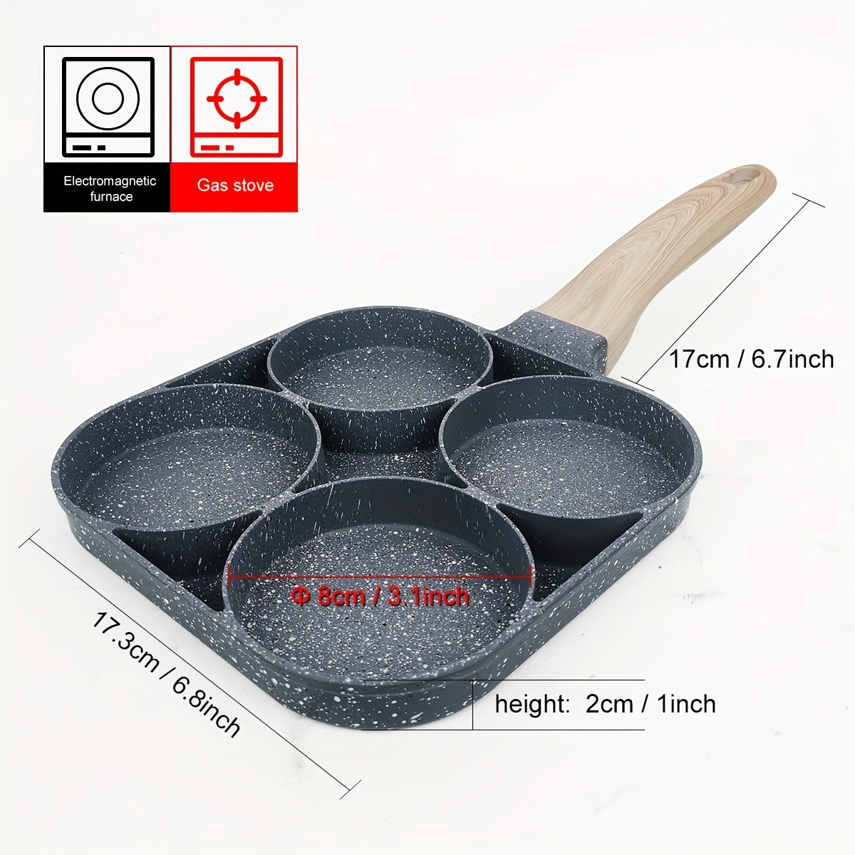 Premium Non Stick Breakfast Skillet with Wooden Handle