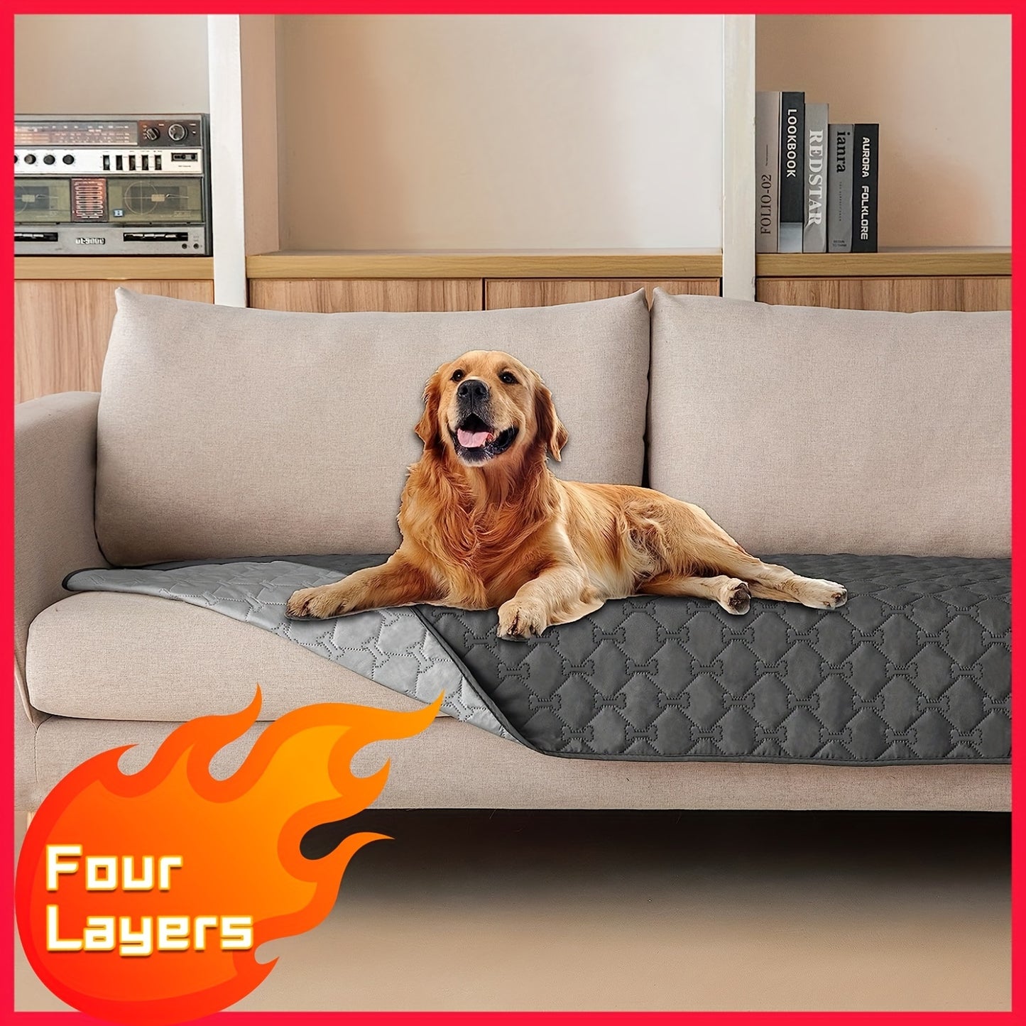 Extra Large Reversible High Quality Dog Blanket Double Sided Pet Bed Cover with Bone Pattern Machine Washable Sofa Protector for Medium Large Small Dogs and Cats Indoor Outdoor Use