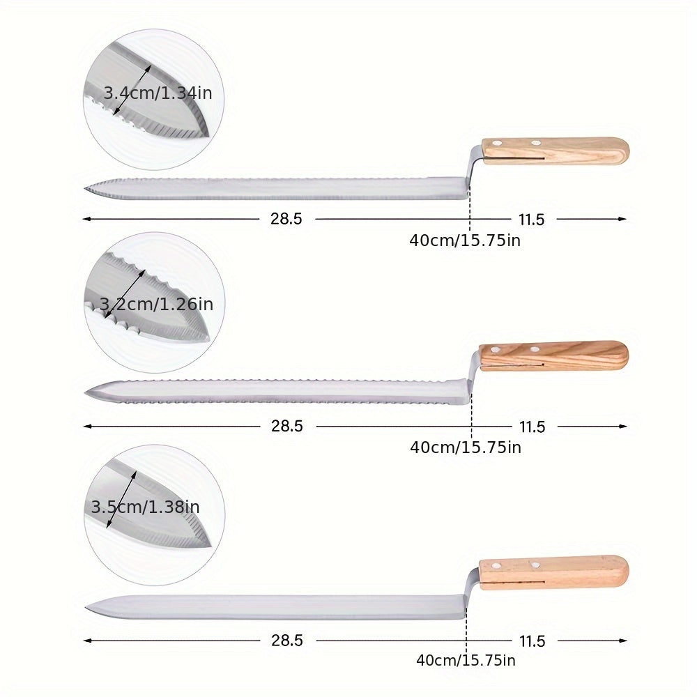 Three Piece Stainless Steel Beekeeping Tool Set with Knife
