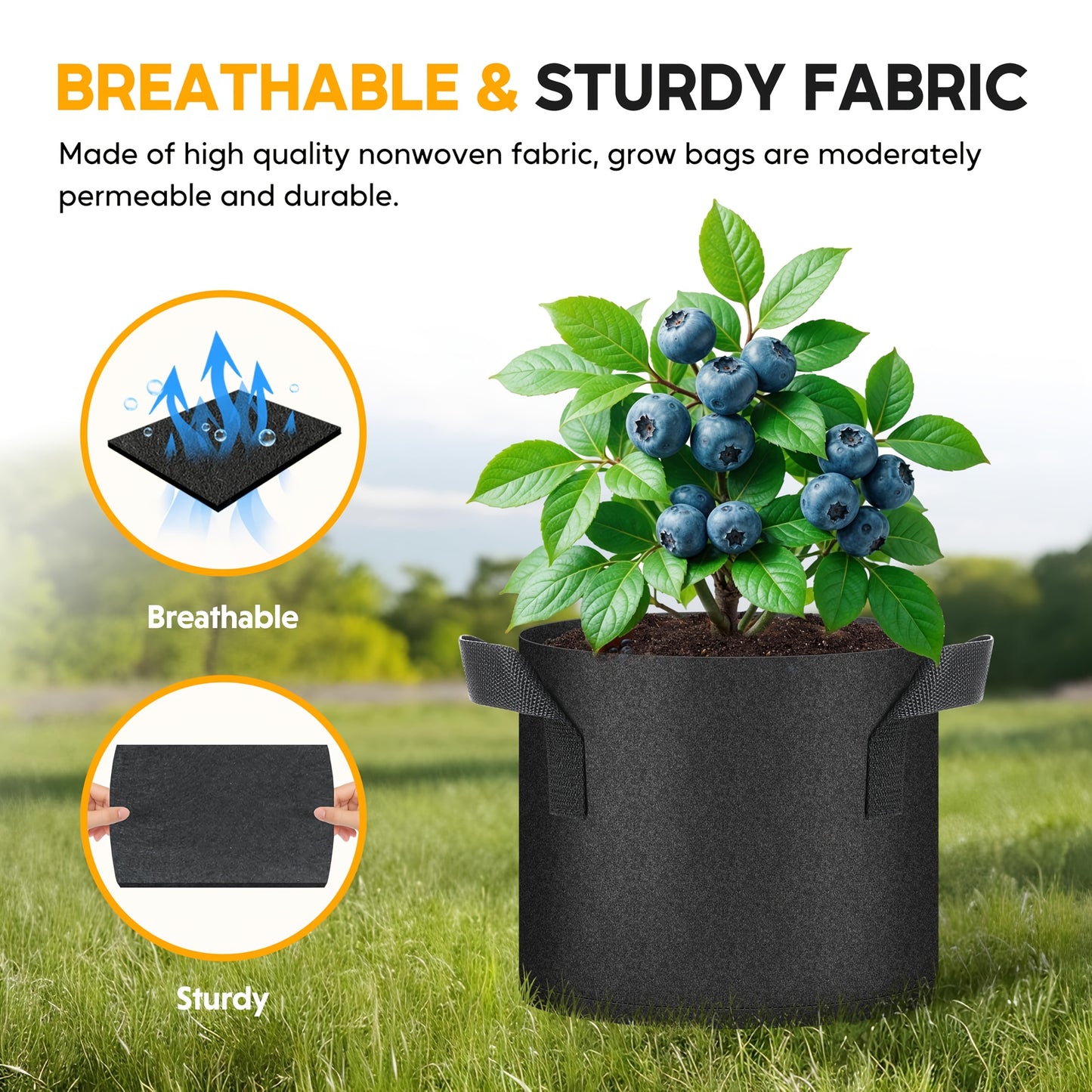 Fluffy Dream 20-Pack Heavy Duty 5 Gallon Plant Grow Bags