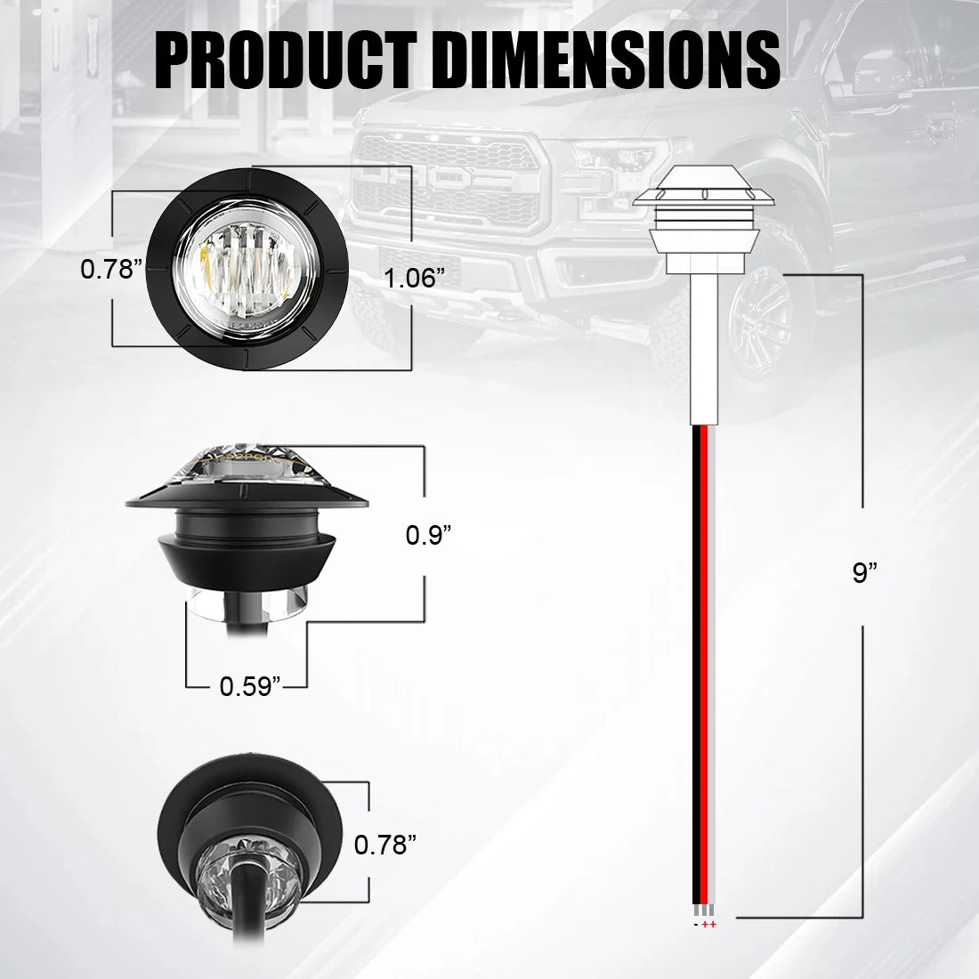 10pcs Round Dual Color LED Side Marker Lights