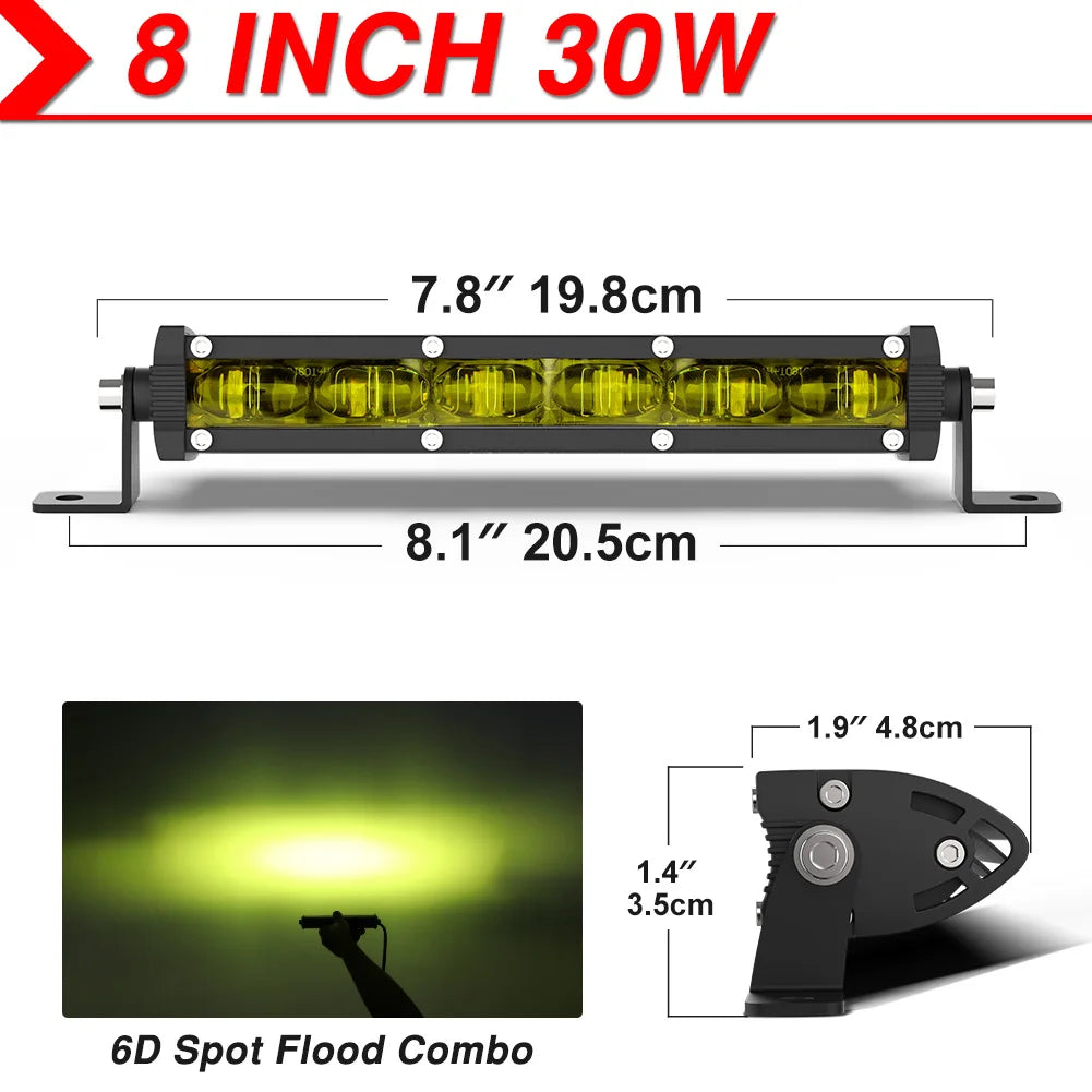 LED Light Bar 8" 14" 20" inch