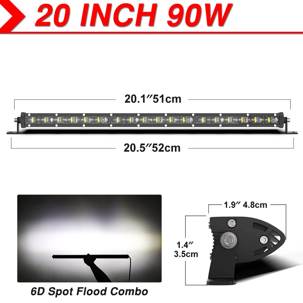 LED Light Bar 8" 14" 20" inch