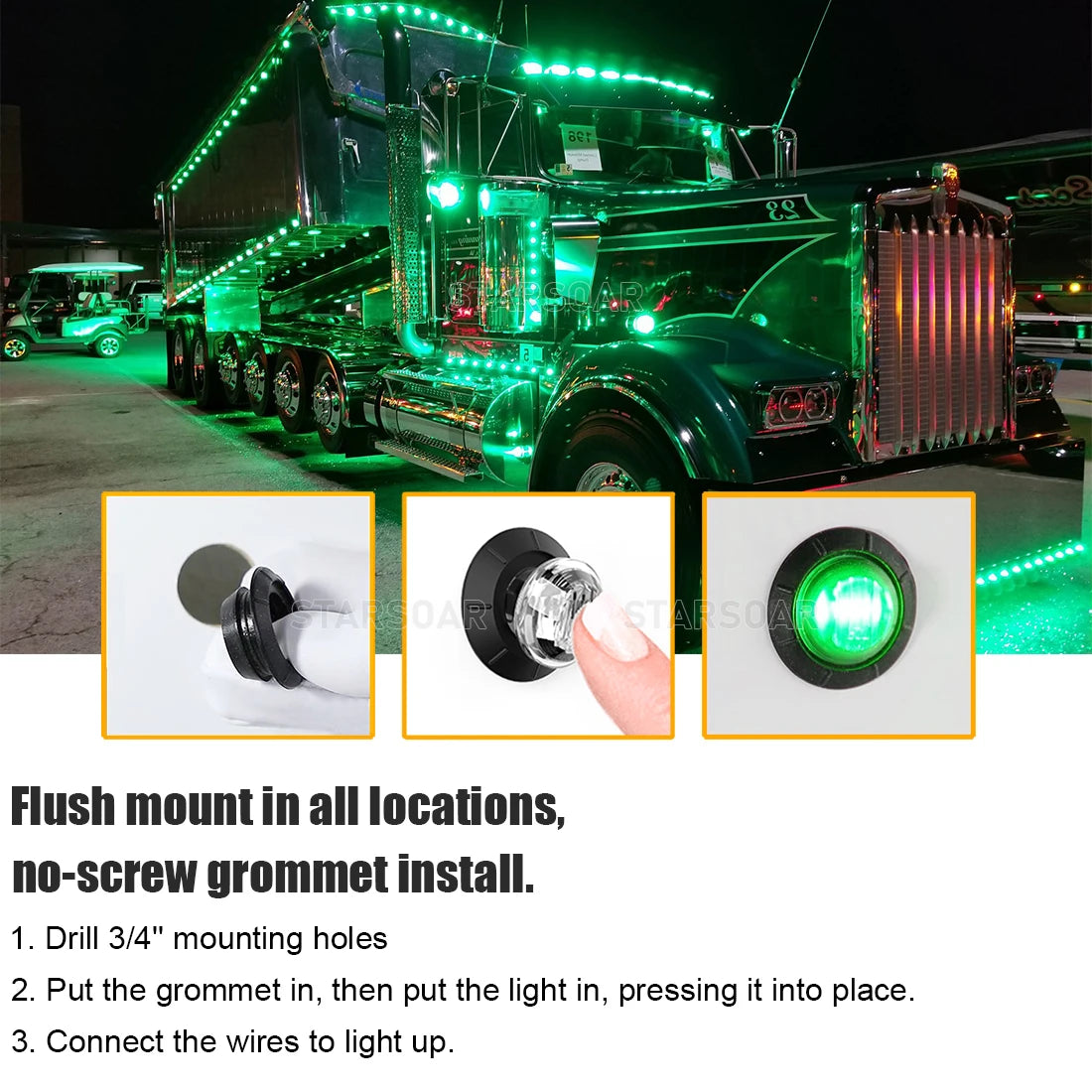10pcs Round Dual Color LED Side Marker Lights