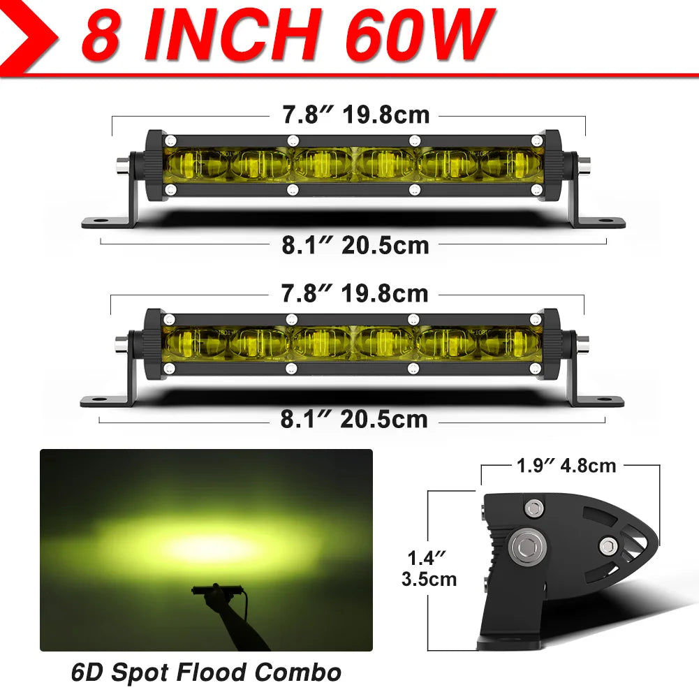LED Light Bar 8" 14" 20" inch