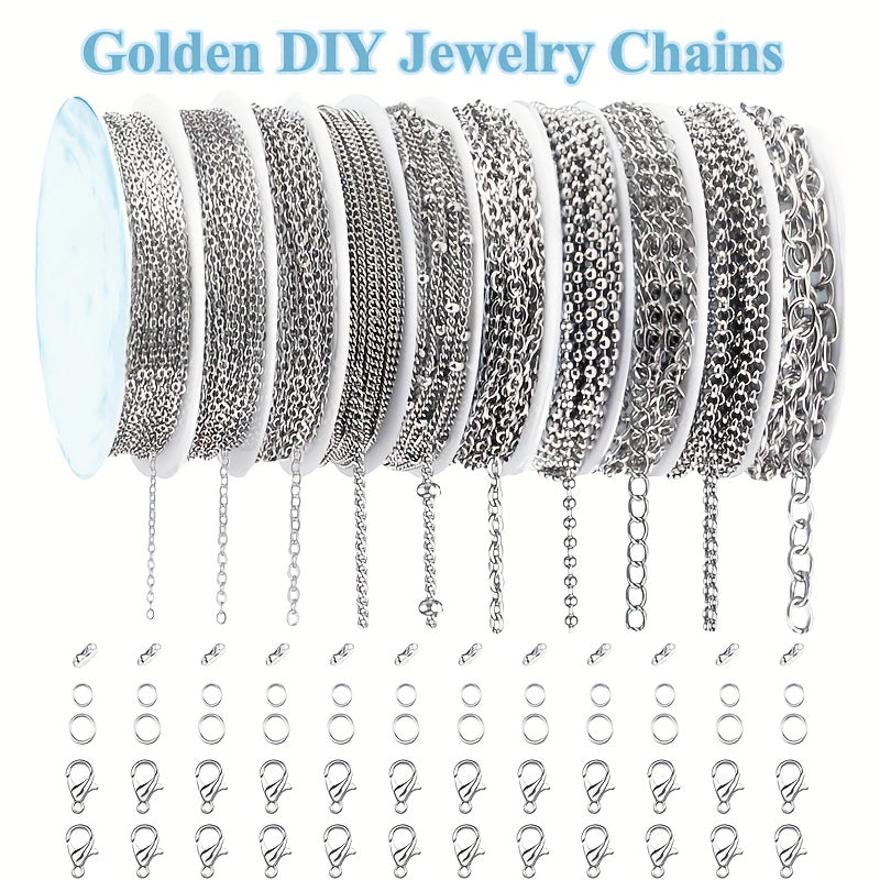 10 Rolls of 304 Stainless Steel Chain for DIY Jewelry Making