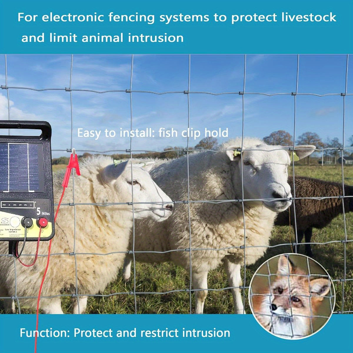 Heavy Duty Electric Fence Connector with Alligator Clips 3.28ft