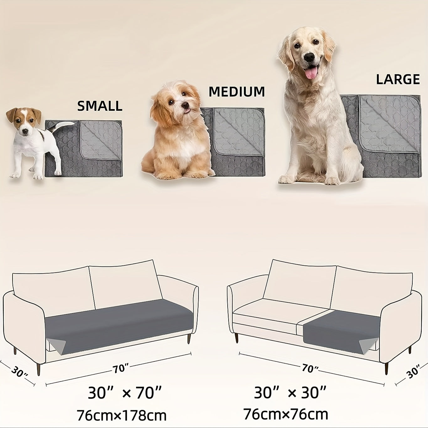 Extra Large Reversible High Quality Dog Blanket Double Sided Pet Bed Cover with Bone Pattern Machine Washable Sofa Protector for Medium Large Small Dogs and Cats Indoor Outdoor Use