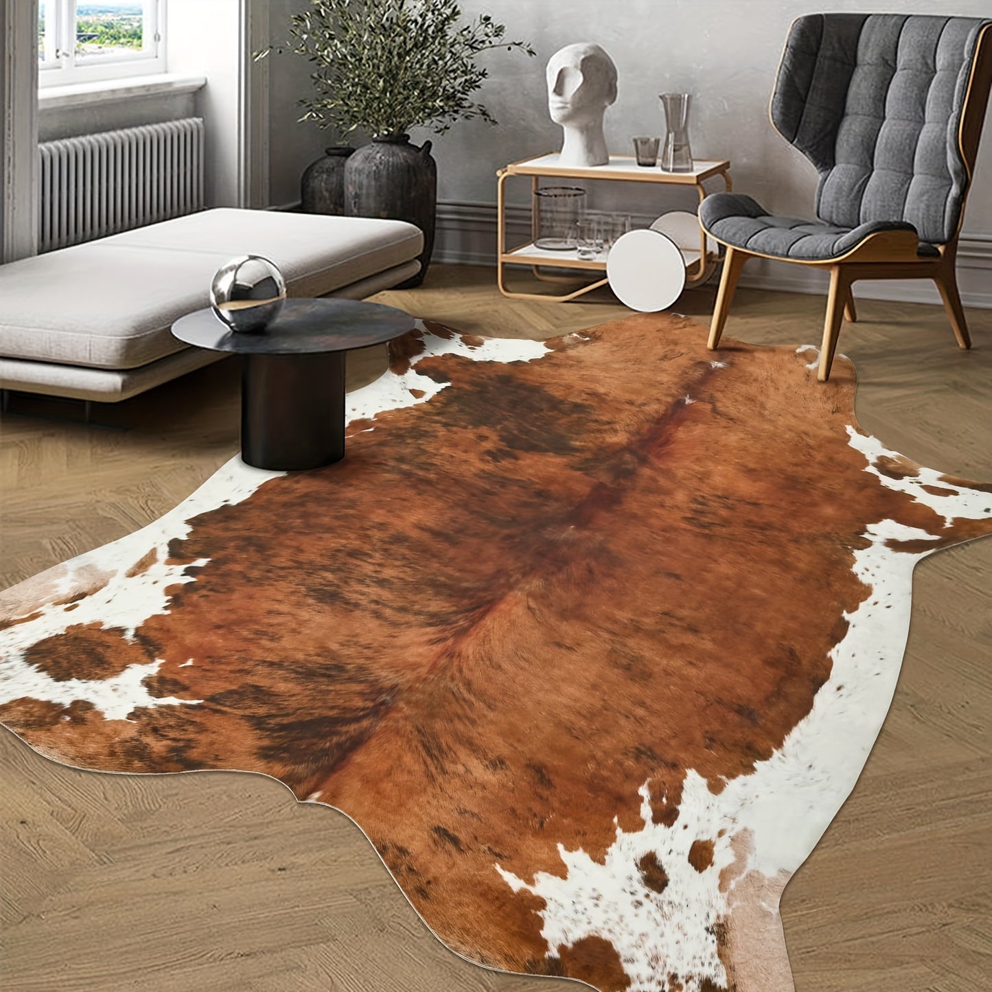 Imitation Cowhide Animal Print Mat for Bedroom and Office Decor