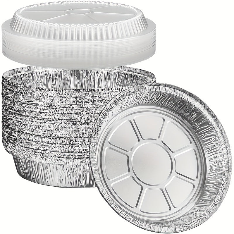 40 Pack Round Aluminum Foil Pans with Clear Lids for Baking