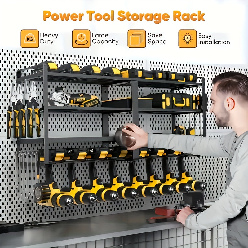 Heavy Duty Metal Power Tool Storage Rack With Charging Station