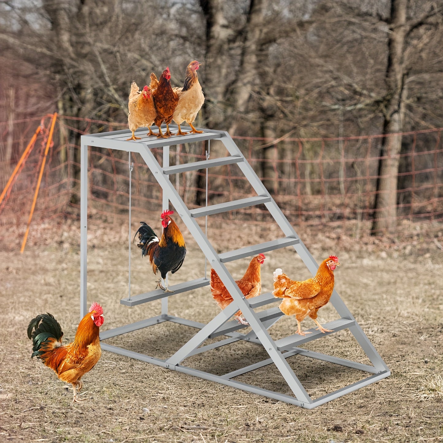 Chicken Perch Swing Set Durable Iron Alloy Platform for Hens