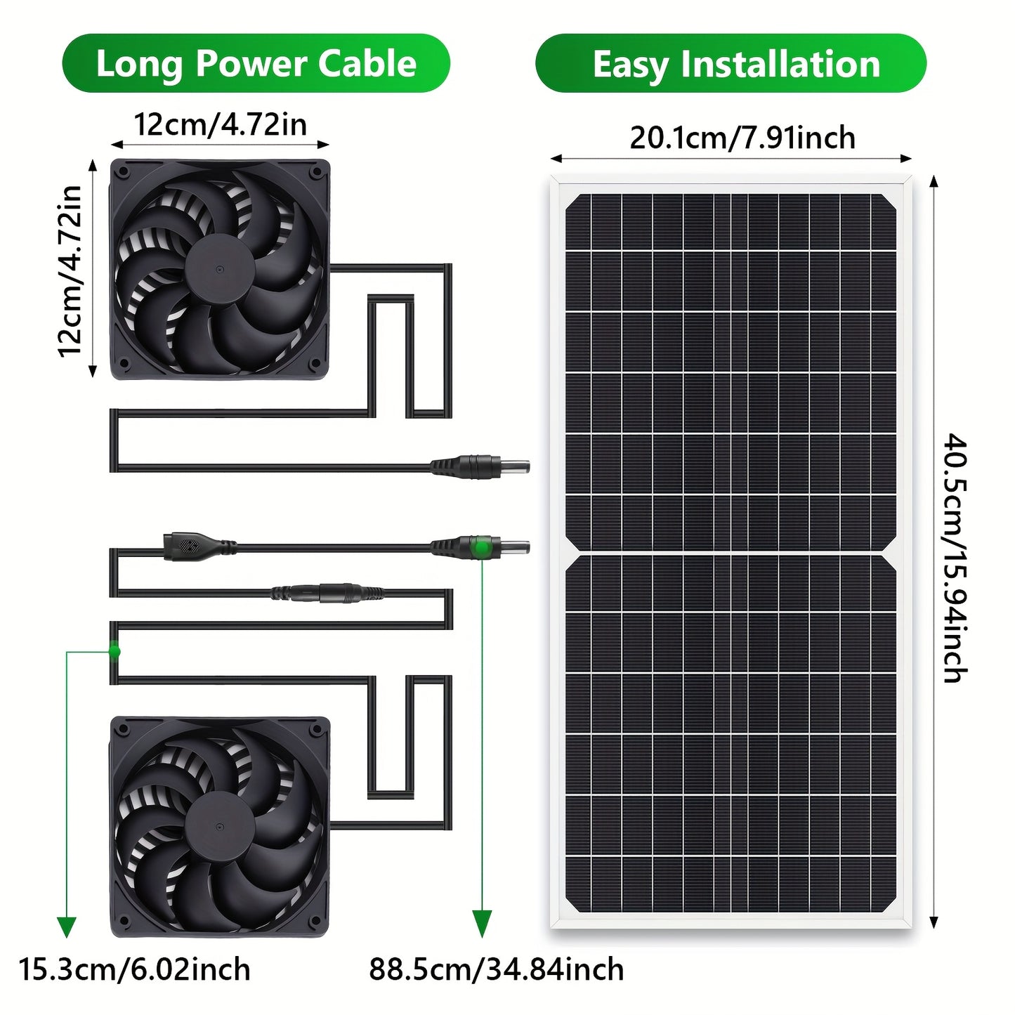 Solar Exhaust Fan Kit with 16W Panel for Greenhouse and Shed