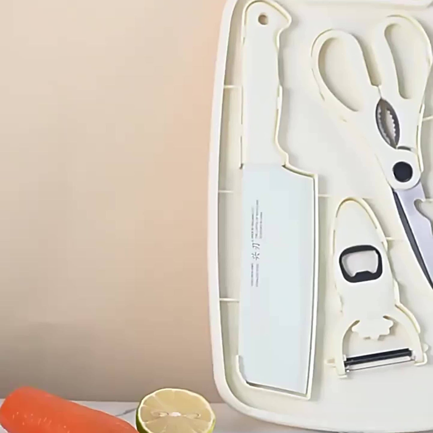 Portable Kitchen Knife Set With Chopping Board For Camping