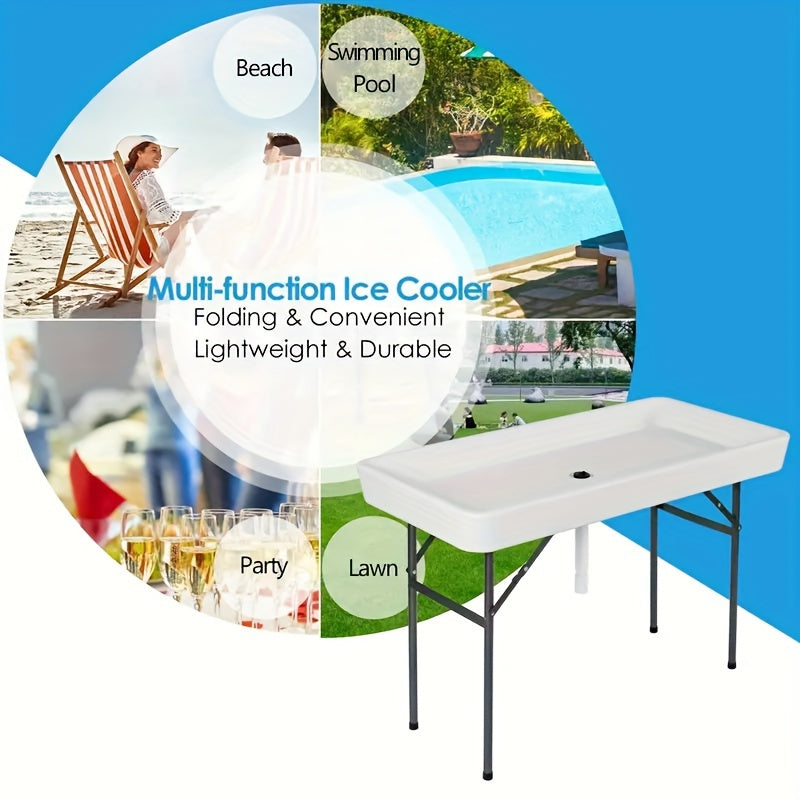 4 Foot Portable Folding Ice Cooler Table for Outdoor Events