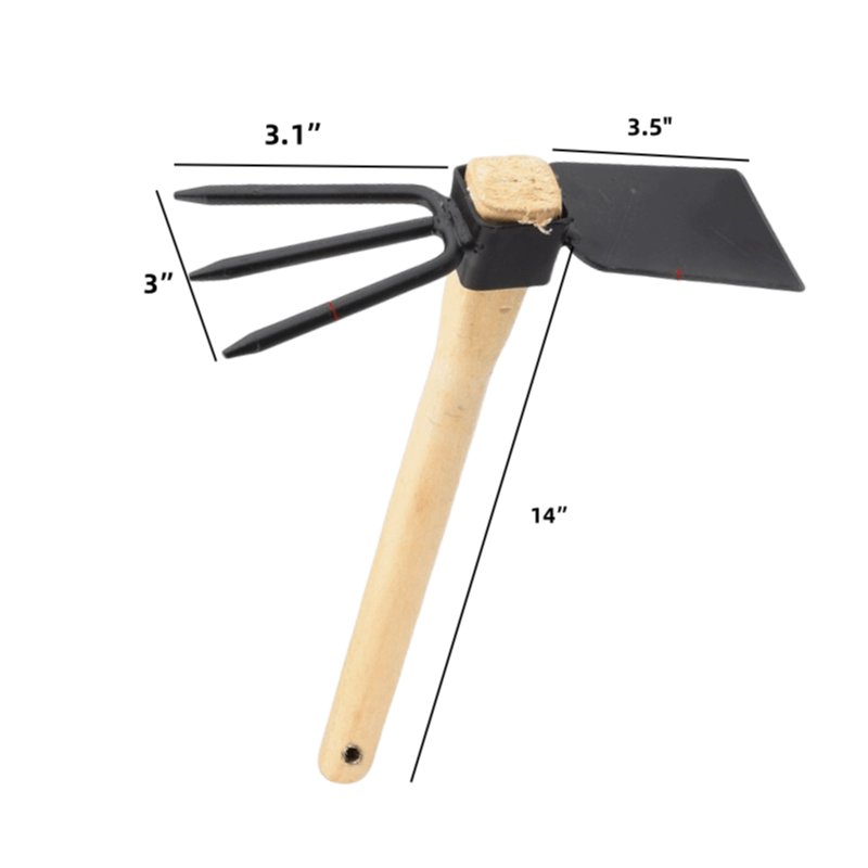 Multifunctional Dual Headed Hoe Garden Tool Stainless Steel Hoe and Cultivator Wood Handle Double Sided Cultivator Tool for Digging Loosening Soil and Weeding