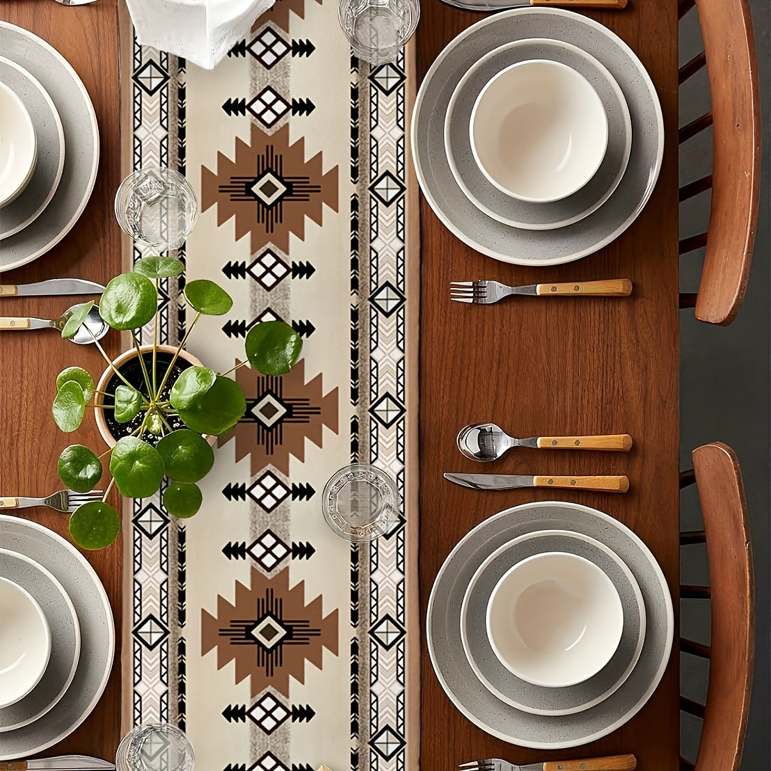 Bohemian Western Geometric Table Runner for Home Decor