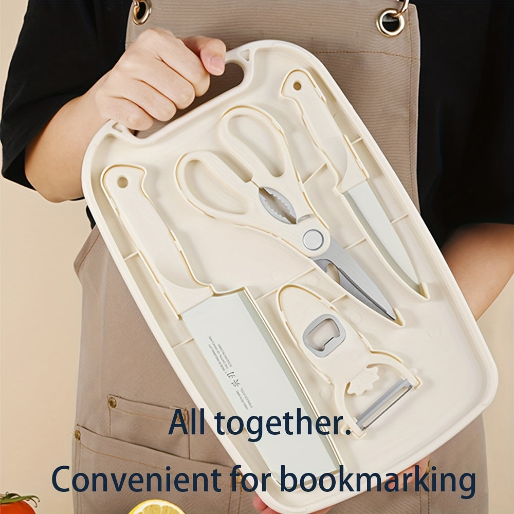 Portable Kitchen Knife Set With Chopping Board For Camping