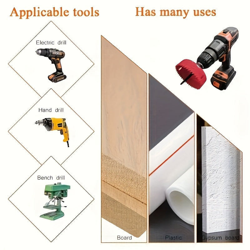 11 Piece Carbon Steel Woodworking Hole Saw Drill Bit Set