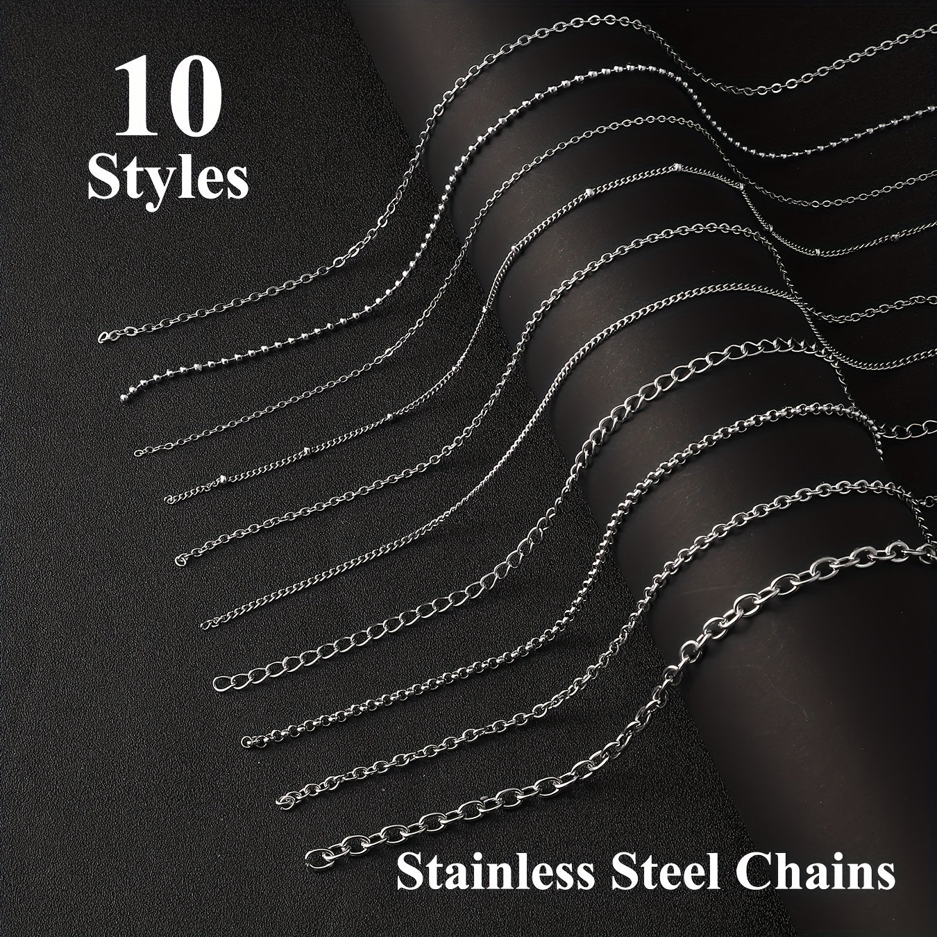 10 Rolls of 304 Stainless Steel Chain for DIY Jewelry Making