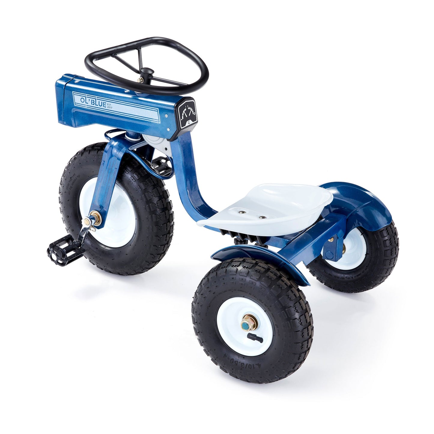 Tricam Kids 22 Inch Blue Steel Ride On Tractor Tricycle