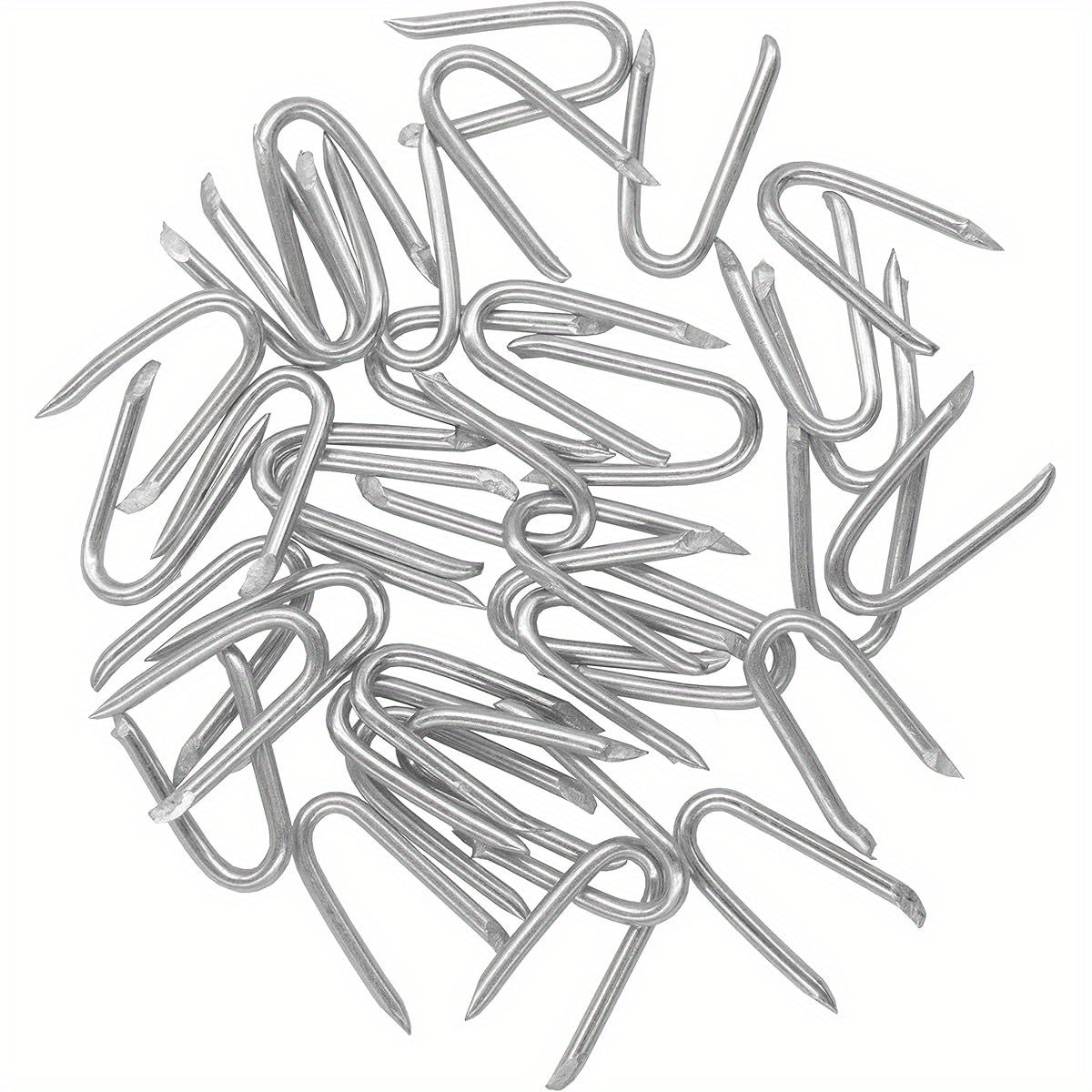 Omotool Steel Wire Fencing Staples 200 Pieces Galvanized U Shaped Fasteners Nails for Wire Mesh and Woven Fencing