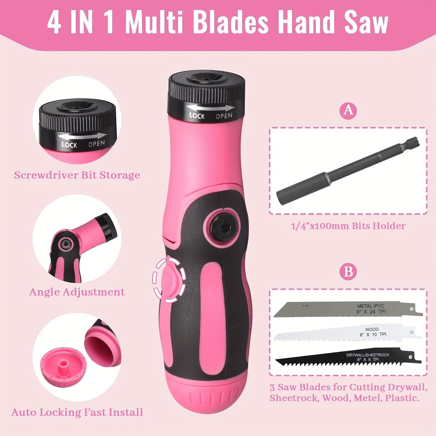 450pcs Pink Tool Kit