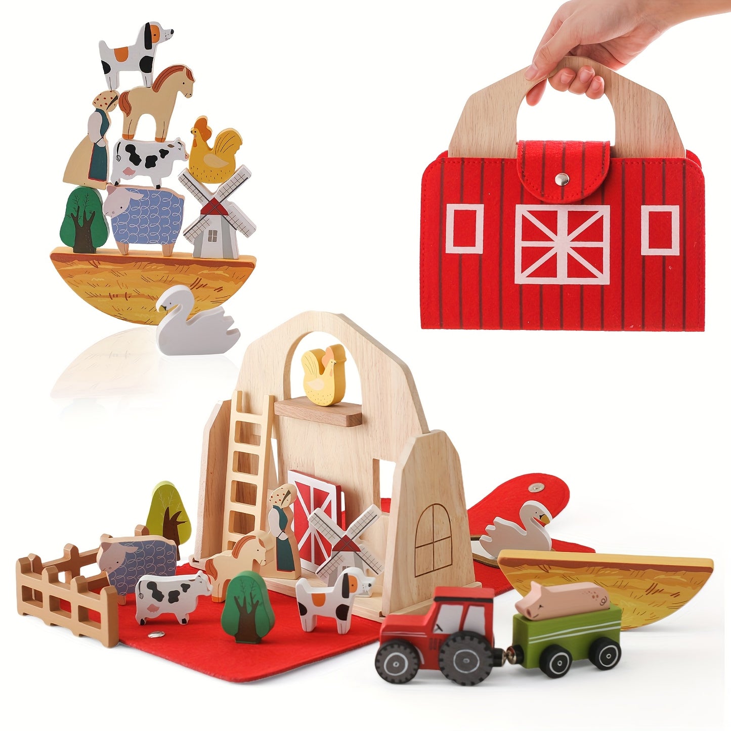 Wooden Farm Toy Set Educational Cognitive Development Gift