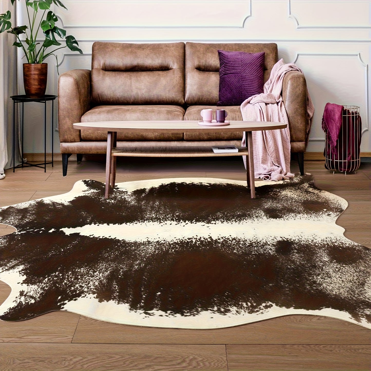 Imitation Cowhide Animal Print Mat for Bedroom and Office Decor