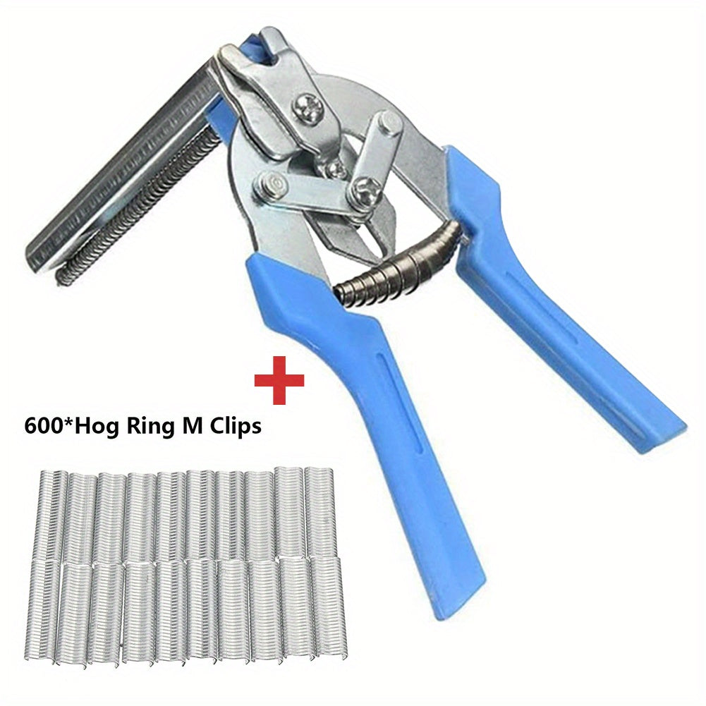 Pet Cages Fencing Hog Ring Pliers with 600 Pieces M Clips Home Garden Repair Tools
