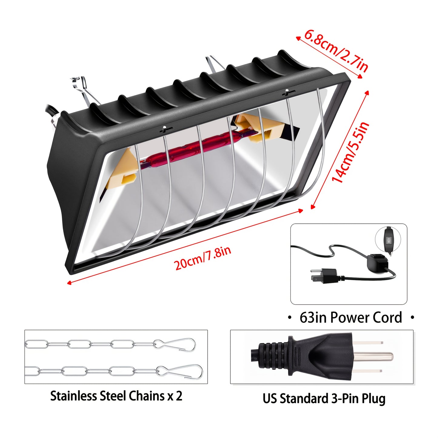 250W Chick Brood Heater with Adjustable Temperature and Height