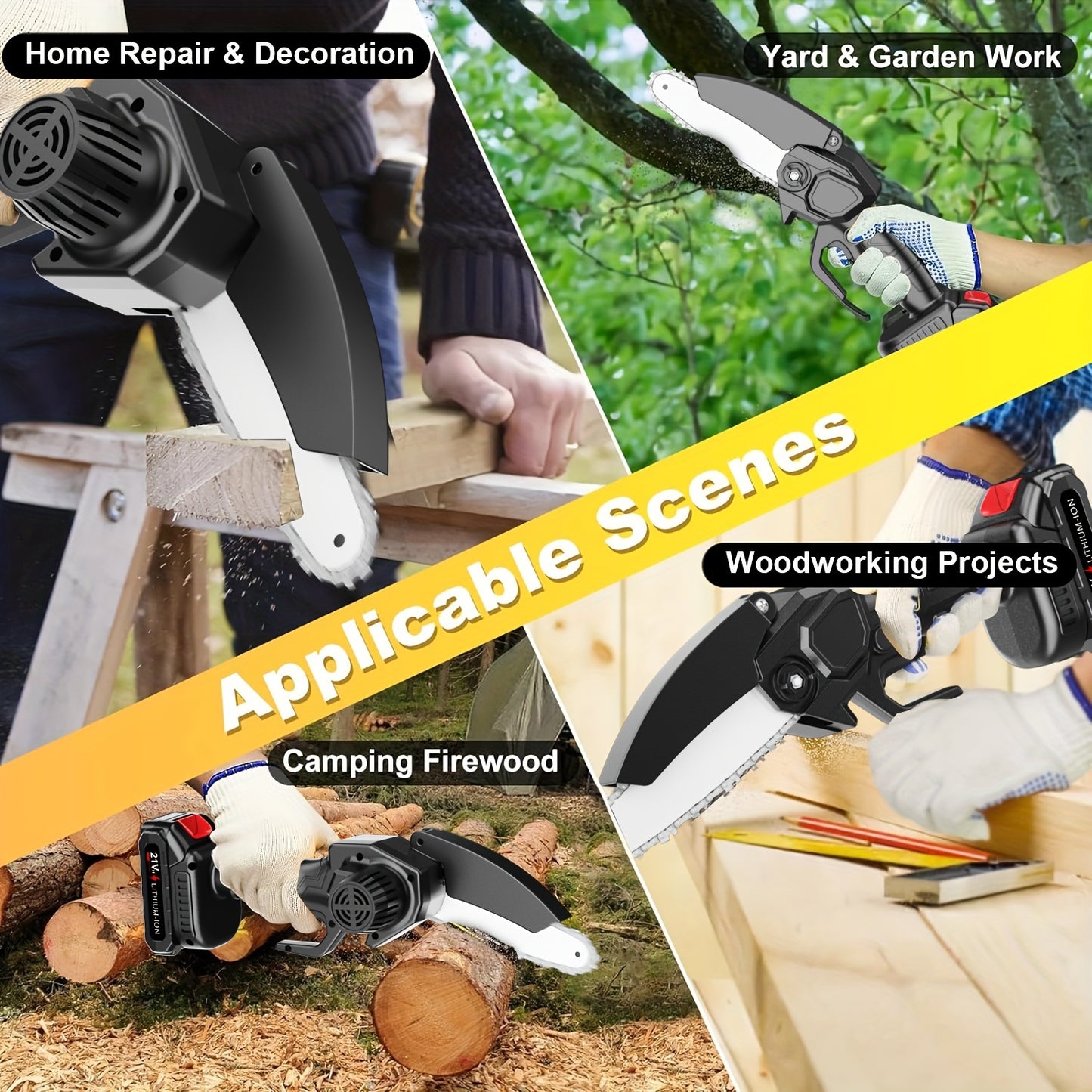 Mini Cordless Chainsaw 6 Inch Handheld Electric Pruner