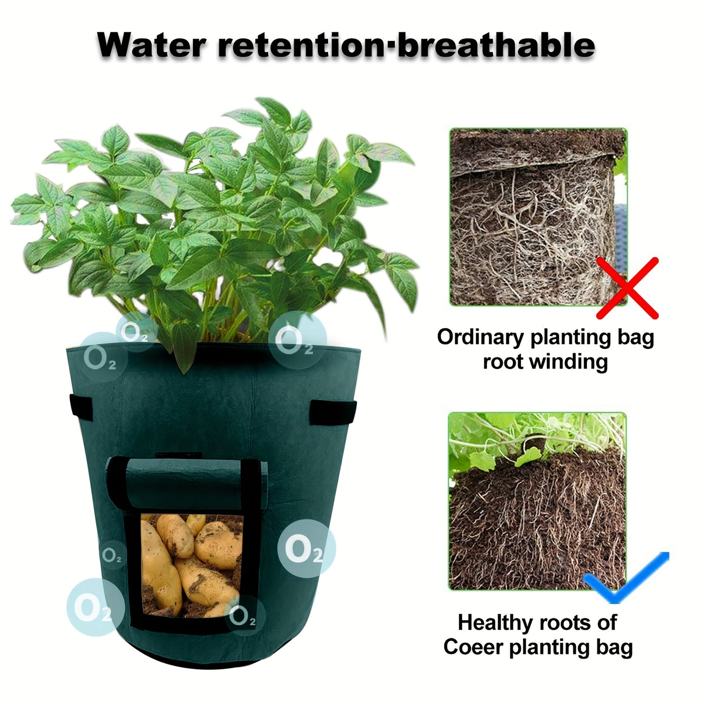 Durable 4-Pack 7 Gallon Potato Grow Bags with Handles and Lid
